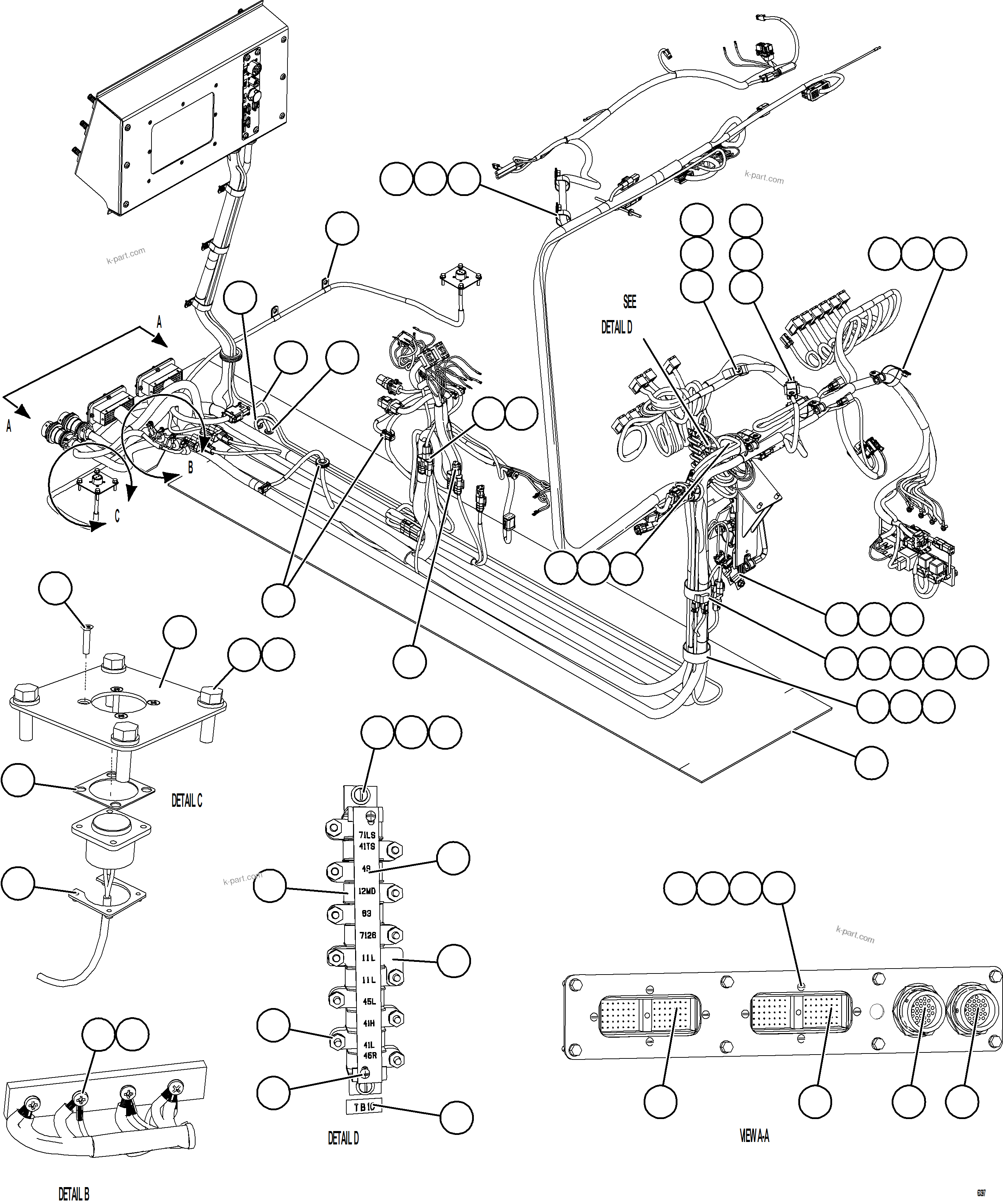 Komatsu parts book diagram for AFE59-HF 930E-4 S/N A32095 & A32101 MOGALAKWENA: INTERNAL CAB WIRING