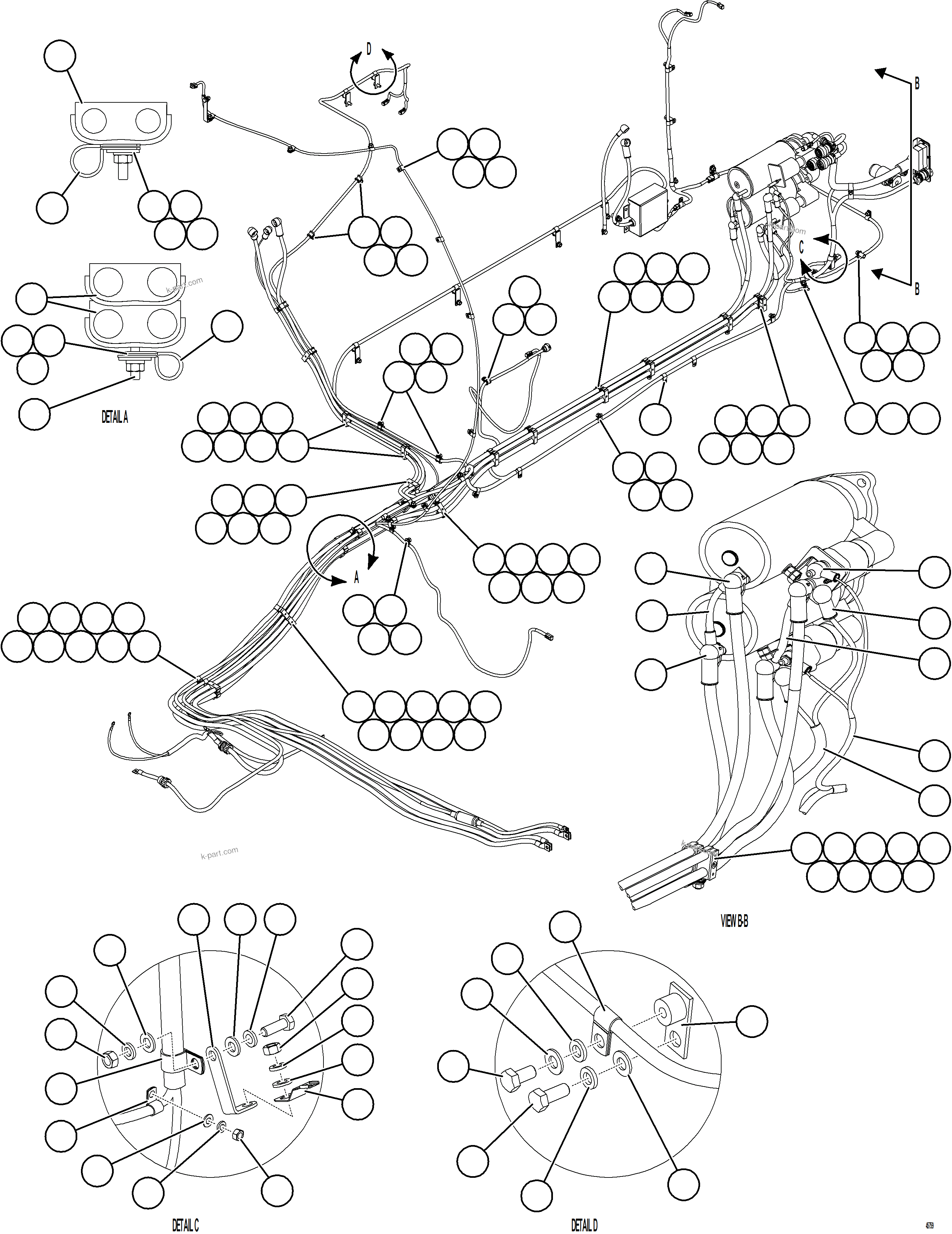 Komatsu parts book diagram for AFE59-HF 930E-4 S/N A32095 & A32101 MOGALAKWENA: STARTING SYSTEM WIRING    1/4