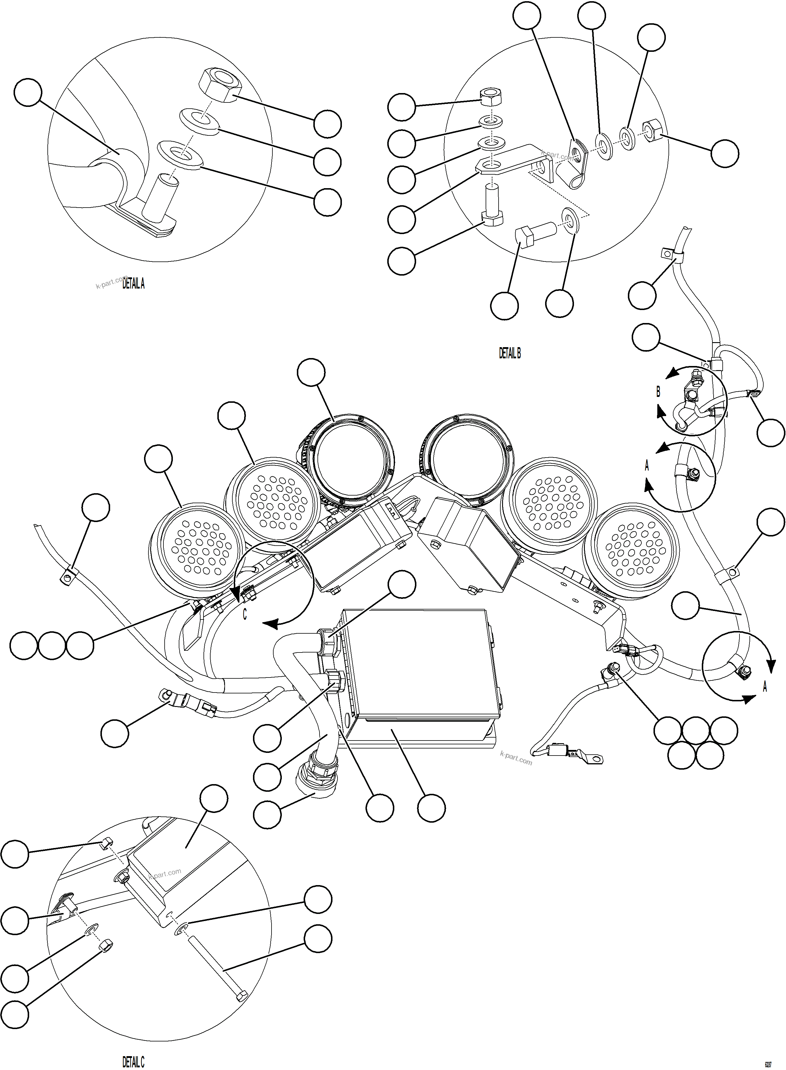 Komatsu parts book diagram for AFE59-HF 930E-4 S/N A32095 & A32101 MOGALAKWENA: REAR LIGHTS & BACKUP ALARM
