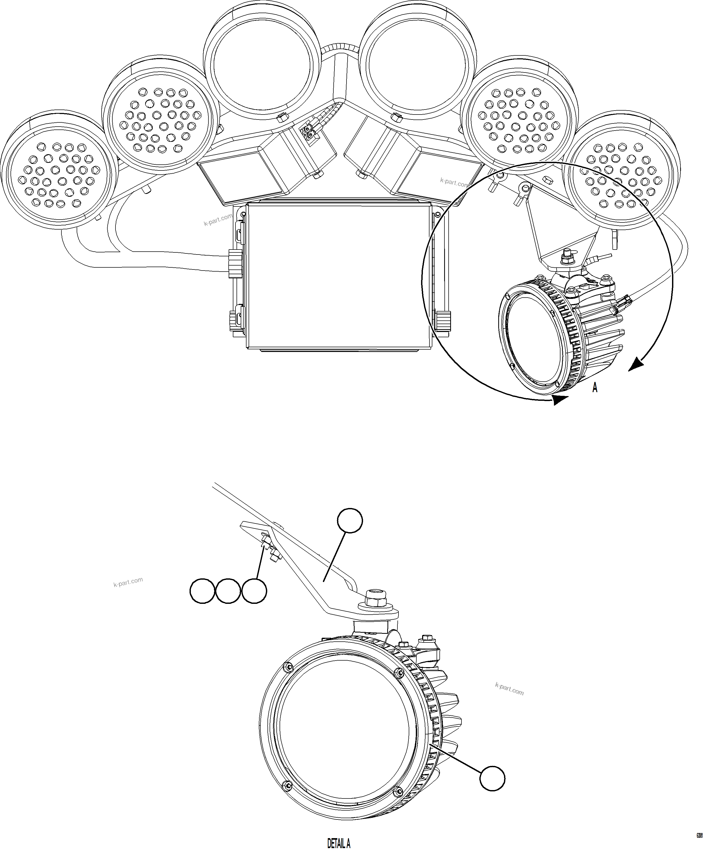 Komatsu parts book diagram for AFE59-HF 930E-4 S/N A32095 & A32101 MOGALAKWENA: AXLE MOUNTED BACKUP LIGHT