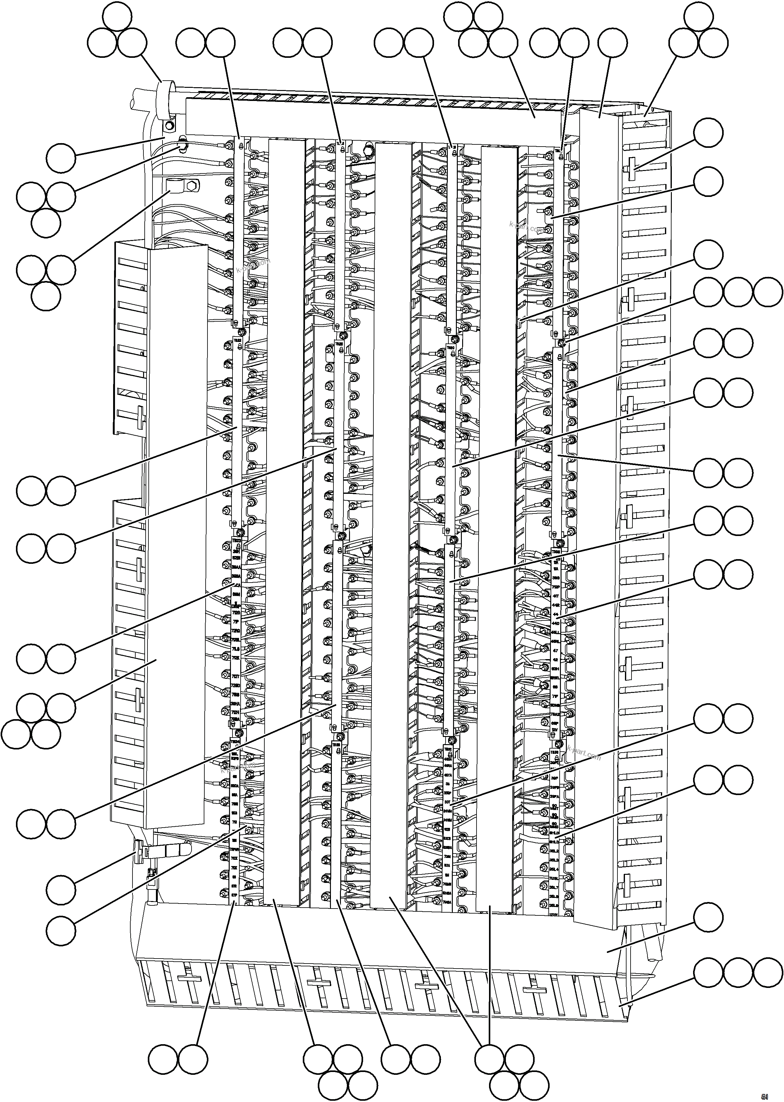 Komatsu parts book diagram for AFE59-HF 930E-4 S/N A32095 & A32101 MOGALAKWENA: AUXILIARY CONTROL CABINET COMPONENTS - REAR WALL