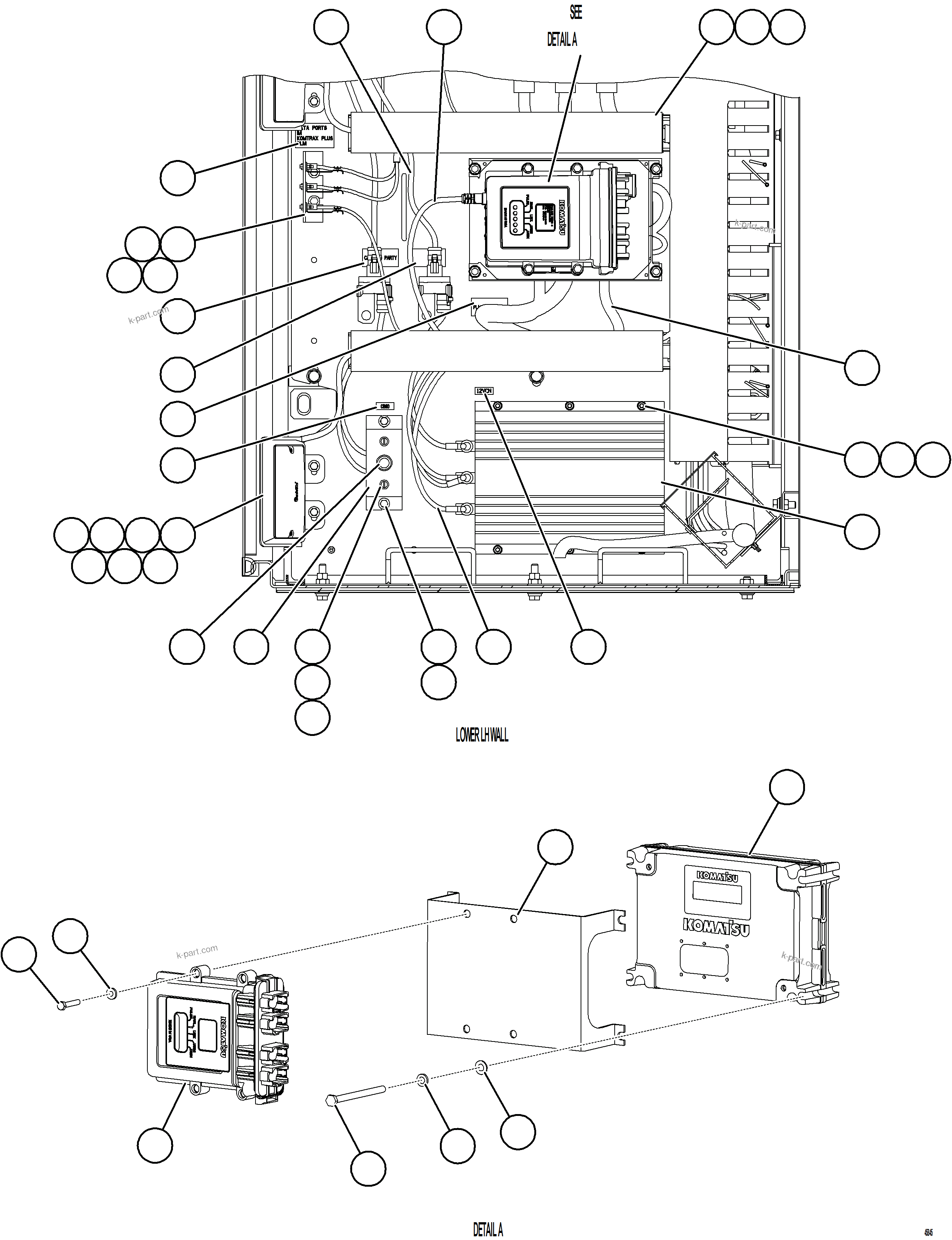 Komatsu parts book diagram for AFE59-HF 930E-4 S/N A32095 & A32101 MOGALAKWENA: AUXILIARY CONTROL CABINET COMPONENTS - LH WALL 2/2
