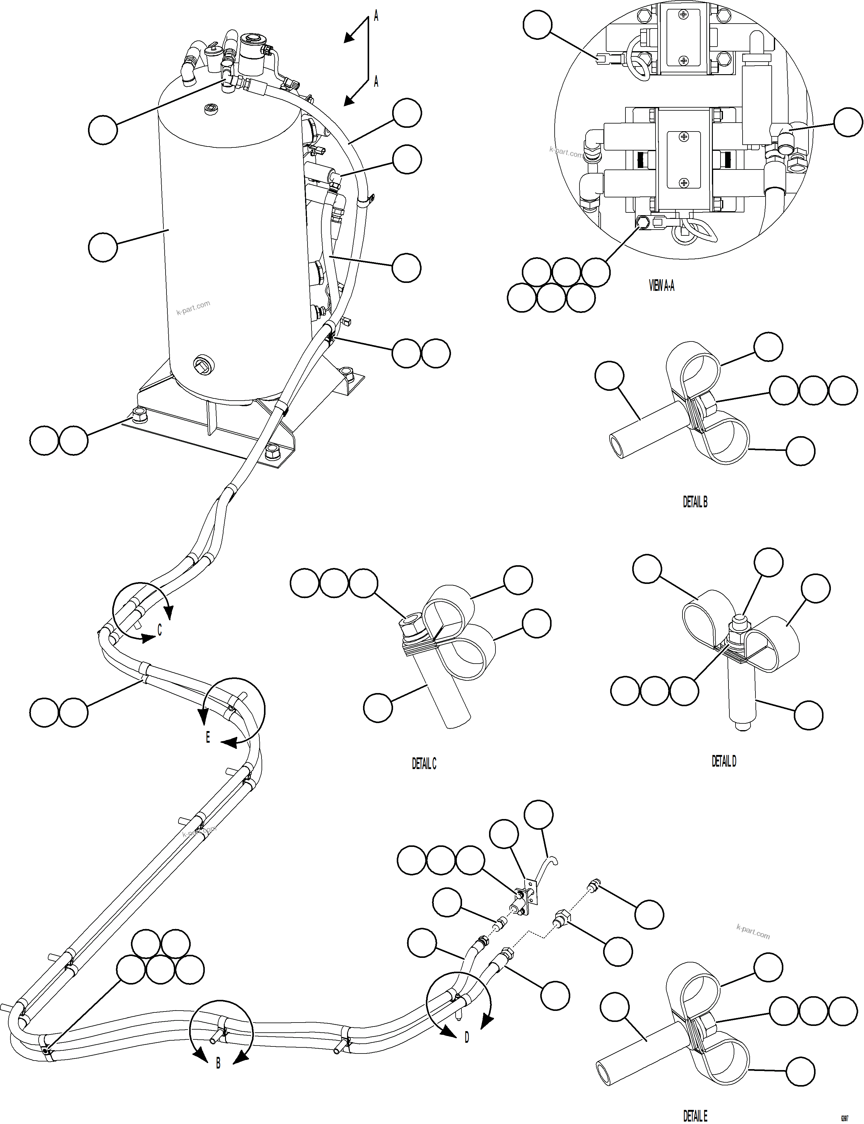 Komatsu parts book diagram for AFE59-HF 930E-4 S/N A32095 & A32101 MOGALAKWENA: ENGINE OIL RESERVE SYSTEM      1/2