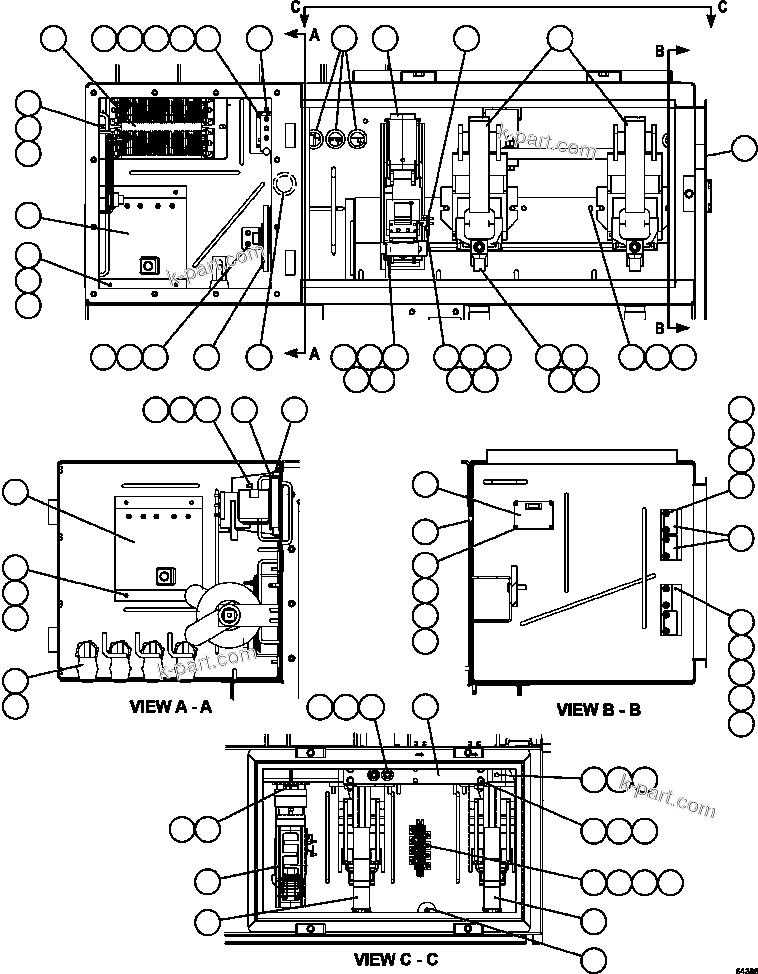 Komatsu parts book diagram for AFE59-HF 930E-4 S/N A32095 & A32101 MOGALAKWENA: CONTROL CABINET - CONTACTOR BOX      58F-43-00033