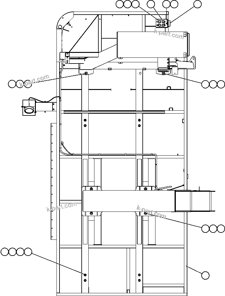 Komatsu parts book diagram for AFE59-T 930E-4 S/N A30545 - A30547     LOS PELAMBRES: R.H. DECK & BUMPER MOUNTING