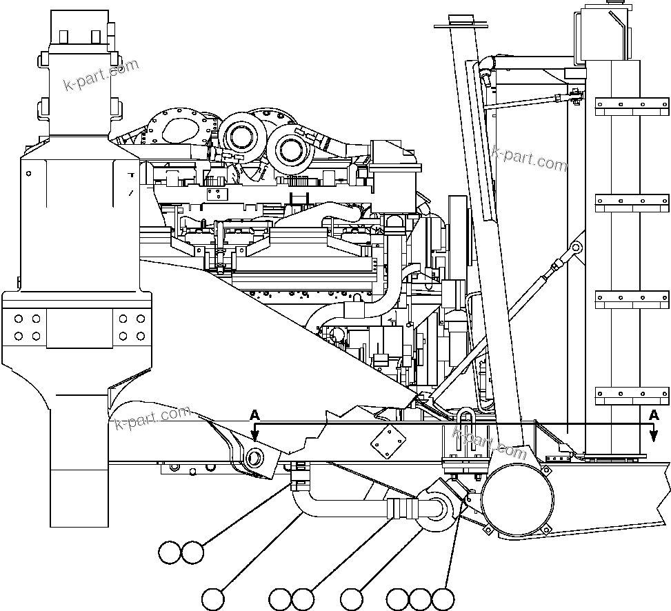 Komatsu parts book diagram for AFE59-T 930E-4 S/N A30545 - A30547     LOS PELAMBRES: RADIATOR PIPING & HEAT EXCHANGER