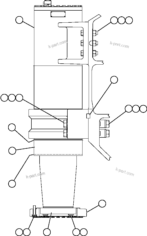 Komatsu parts book diagram for AFE59-T 930E-4 S/N A30545 - A30547     LOS PELAMBRES: FRONT SUSPENSION & MOUNTING