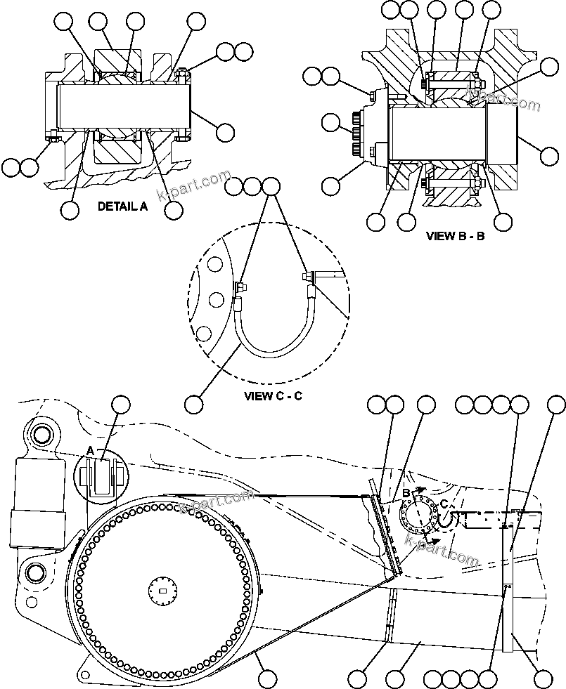 Komatsu parts book diagram for AFE59-T 930E-4 S/N A30545 - A30547     LOS PELAMBRES: DRIVE AXLE & MOUNTING
