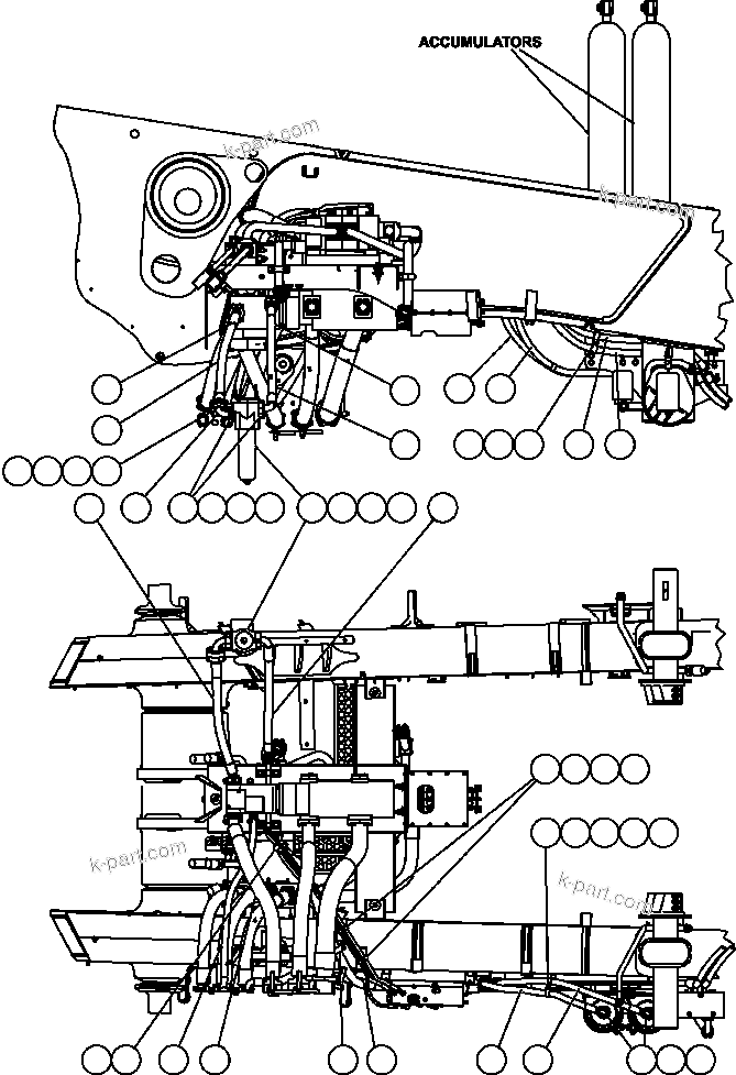 Komatsu parts book diagram for AFE59-T 930E-4 S/N A30545 - A30547     LOS PELAMBRES: STEERING SYSTEM PIPING - 2