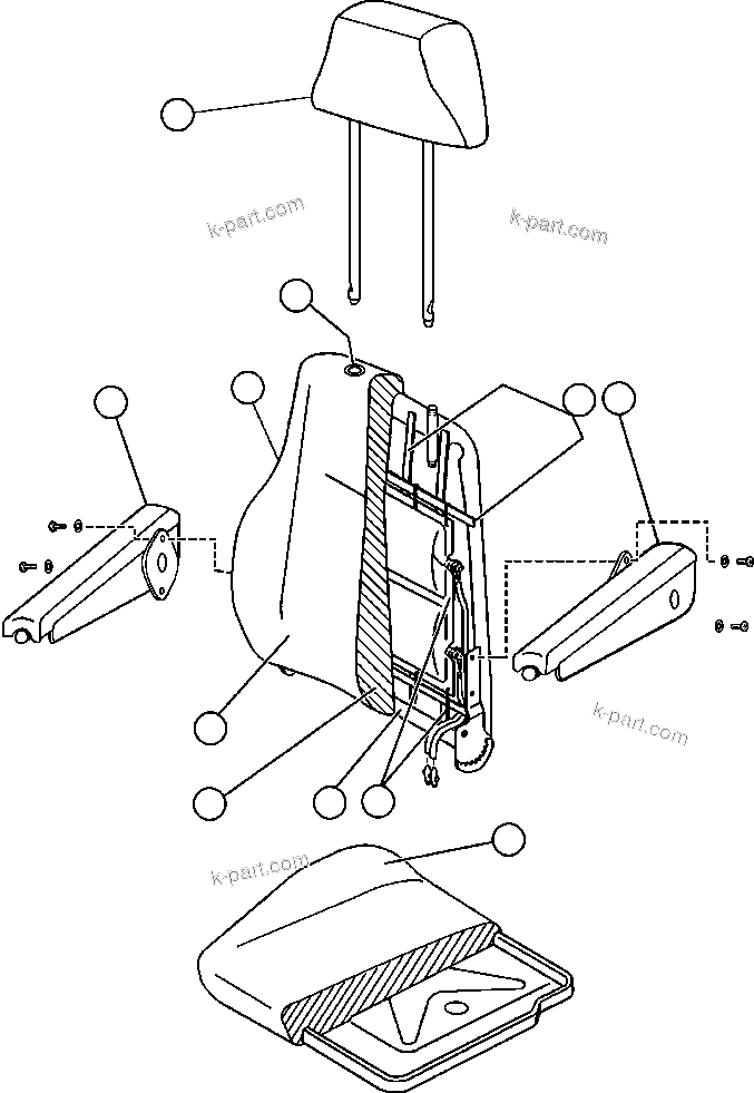 Komatsu parts book diagram for AFE59-T 930E-4 S/N A30545 - A30547     LOS PELAMBRES: OPERATOR'S SEAT ASSEMBLY (EJ8295)