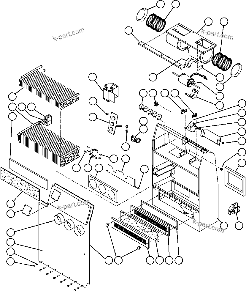 Komatsu parts book diagram for AFE59-T 930E-4 S/N A30545 - A30547     LOS PELAMBRES: HEATER/AIR CONDITIONER ASSEMBLY (EK7945)