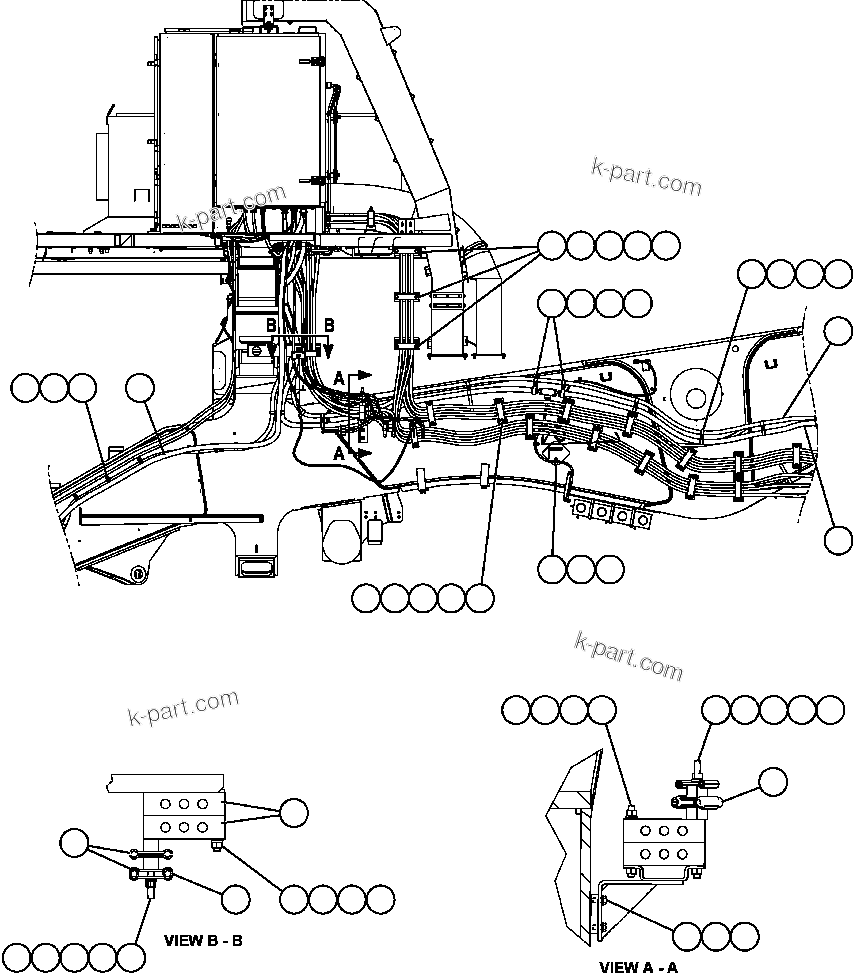 Komatsu parts book diagram for AFE59-T 930E-4 S/N A30545 - A30547     LOS PELAMBRES: POWER CABLE ROUTING (R.H. FRAME RAIL)