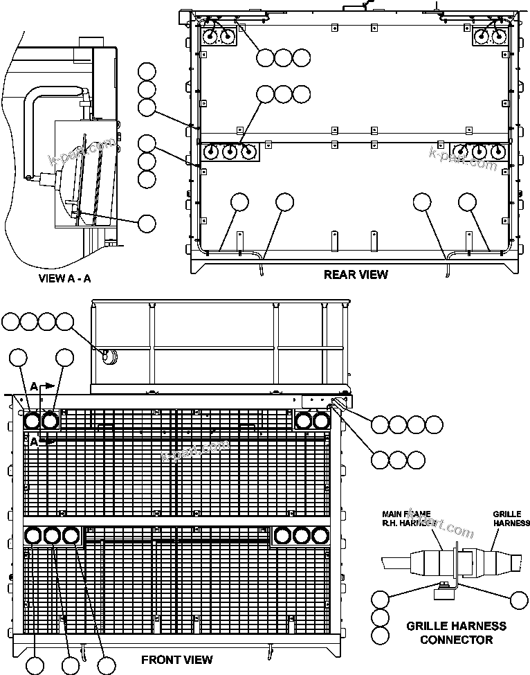 Komatsu parts book diagram for AFE59-T 930E-4 S/N A30545 - A30547     LOS PELAMBRES: HEADLIGHT/FOG LIGHT/SERVICE LIGHT