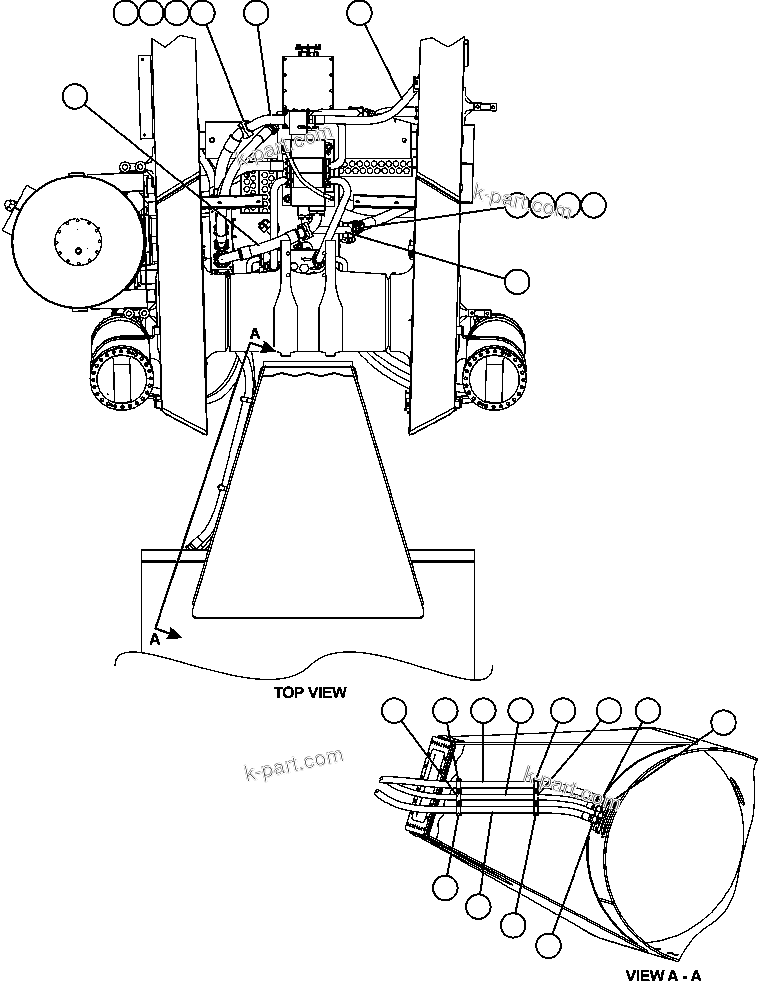 Komatsu parts book diagram for AFE59-T 930E-4 S/N A30545 - A30547     LOS PELAMBRES: BRAKE COOLING PIPING - REAR