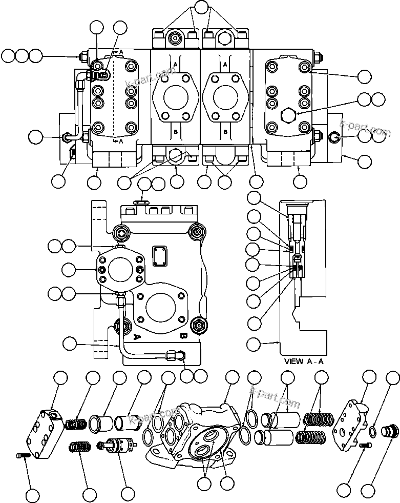 Komatsu parts book diagram for AFE59-T 930E-4 S/N A30545 - A30547     LOS PELAMBRES: HOIST CONTROL VALVE ASSEMBLY (PB9839)