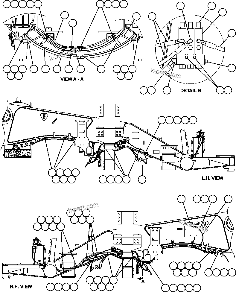 Komatsu parts book diagram for AFE59-T 930E-4 S/N A30545 - A30547     LOS PELAMBRES: AUTO LUBE SYSTEM HOSE ROUTING