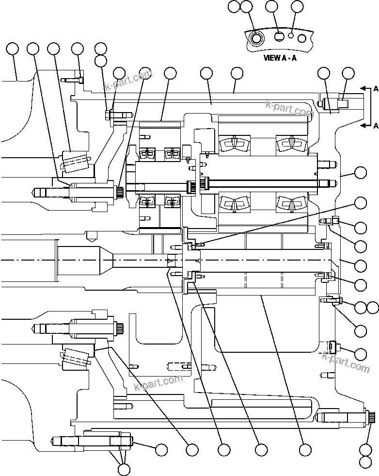 Komatsu parts book diagram for AFE59-T 930E-4 S/N A30545 - A30547     LOS PELAMBRES: TRANSMISSION, MOTORIZED WHEEL - 1 (GE1825)