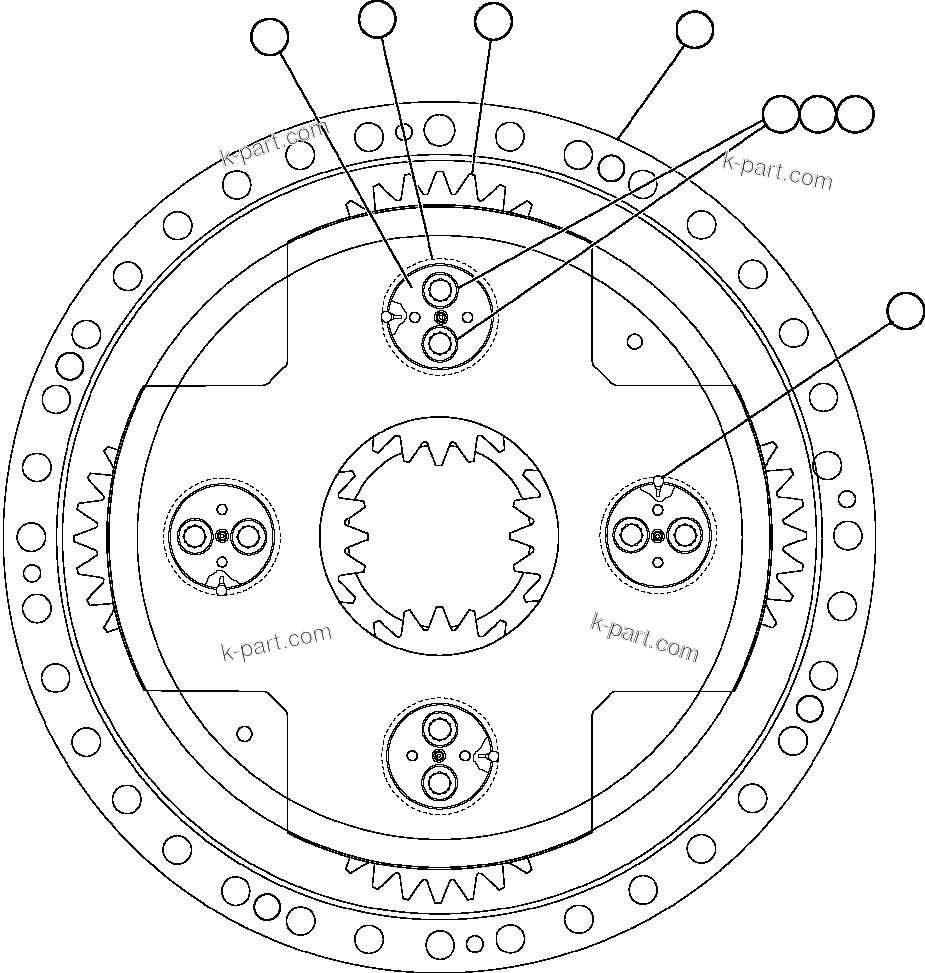 Komatsu parts book diagram for AFE59-T 930E-4 S/N A30545 - A30547     LOS PELAMBRES: CARRIER ASSEMBLY - LOW SPEED (GE1494)