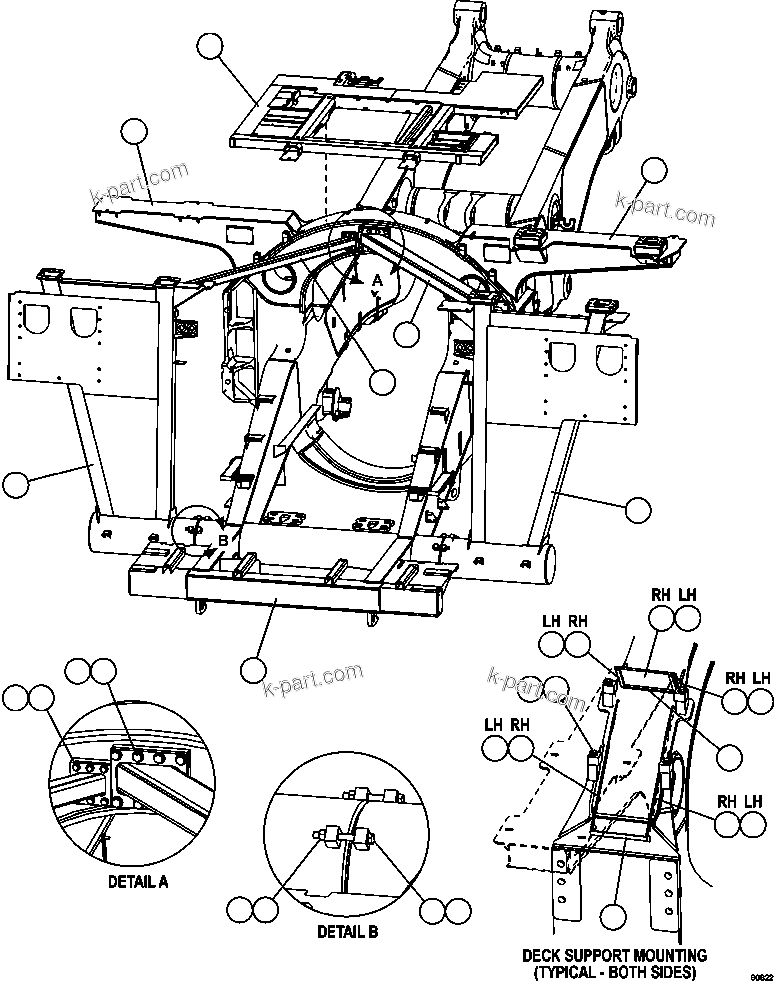 Komatsu parts book diagram for AFE62-AJ 930E-4SE S/N A31289, A31291, A31300, A31302, A31304, A31327, A31329, A31357, A31359, A31369, A31386, A31388, A31390, A31410, A31412 & A31414  LAS BAMBAS: FRAME & UPRIGHTS
