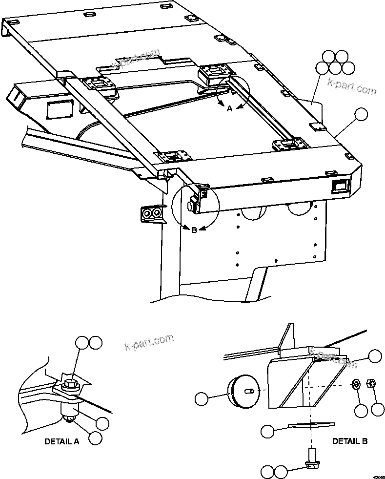 Komatsu parts book diagram for AFE62-AJ 930E-4SE S/N A31289, A31291, A31300, A31302, A31304, A31327, A31329, A31357, A31359, A31369, A31386, A31388, A31390, A31410, A31412 & A31414  LAS BAMBAS: L.H. DECK INSTALLATION