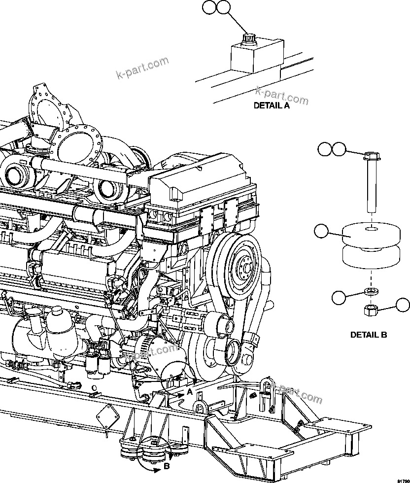 Komatsu parts book diagram for AFE62-AJ 930E-4SE S/N A31289, A31291, A31300, A31302, A31304, A31327, A31329, A31357, A31359, A31369, A31386, A31388, A31390, A31410, A31412 & A31414  LAS BAMBAS: ENGINE/SUB-FRAME MOUNTS