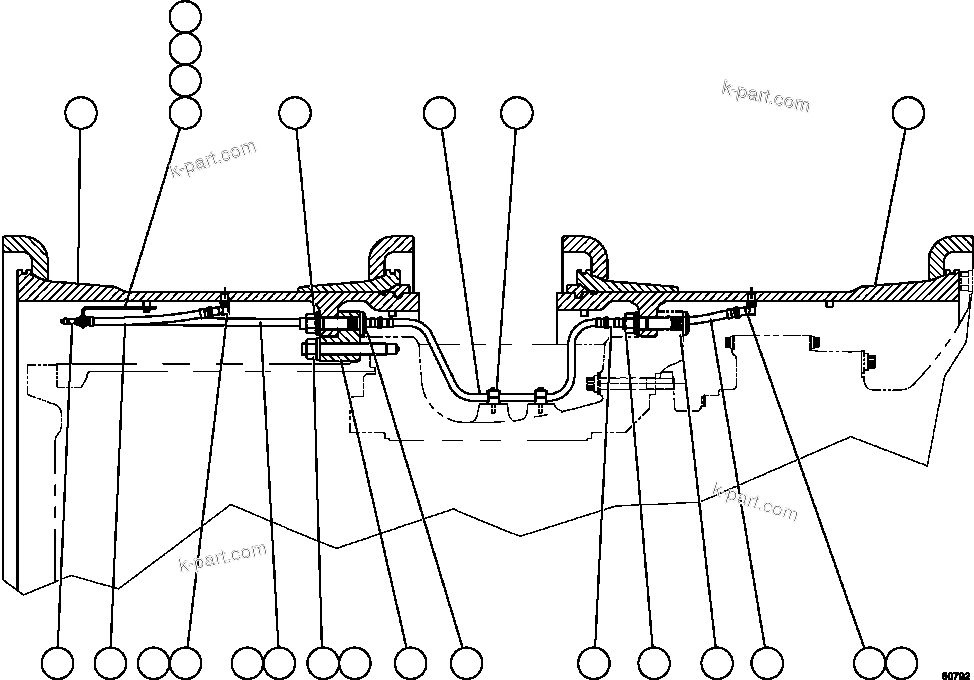 Komatsu parts book diagram for AFE62-AJ 930E-4SE S/N A31289, A31291, A31300, A31302, A31304, A31327, A31329, A31357, A31359, A31369, A31386, A31388, A31390, A31410, A31412 & A31414  LAS BAMBAS: REAR WHEELS & MOUNTING