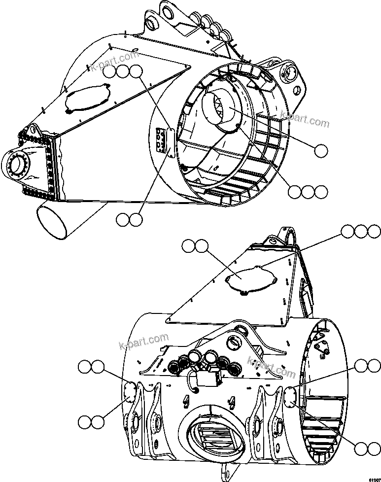 Komatsu parts book diagram for AFE62-AJ 930E-4SE S/N A31289, A31291, A31300, A31302, A31304, A31327, A31329, A31357, A31359, A31369, A31386, A31388, A31390, A31410, A31412 & A31414  LAS BAMBAS: AXLE HOUSING ACCESS COVERS