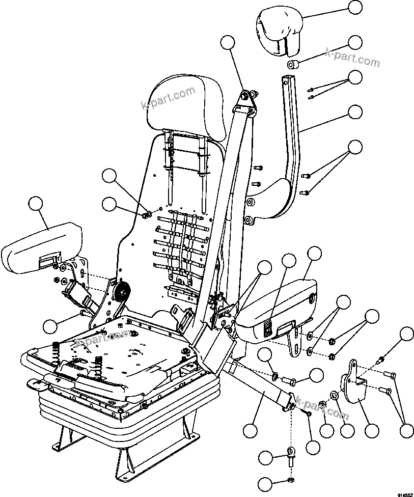 Komatsu parts book diagram for AFE62-AJ 930E-4SE S/N A31289, A31291, A31300, A31302, A31304, A31327, A31329, A31357, A31359, A31369, A31386, A31388, A31390, A31410, A31412 & A31414  LAS BAMBAS: SEAT ASSEMBLY 2/2     PC3230