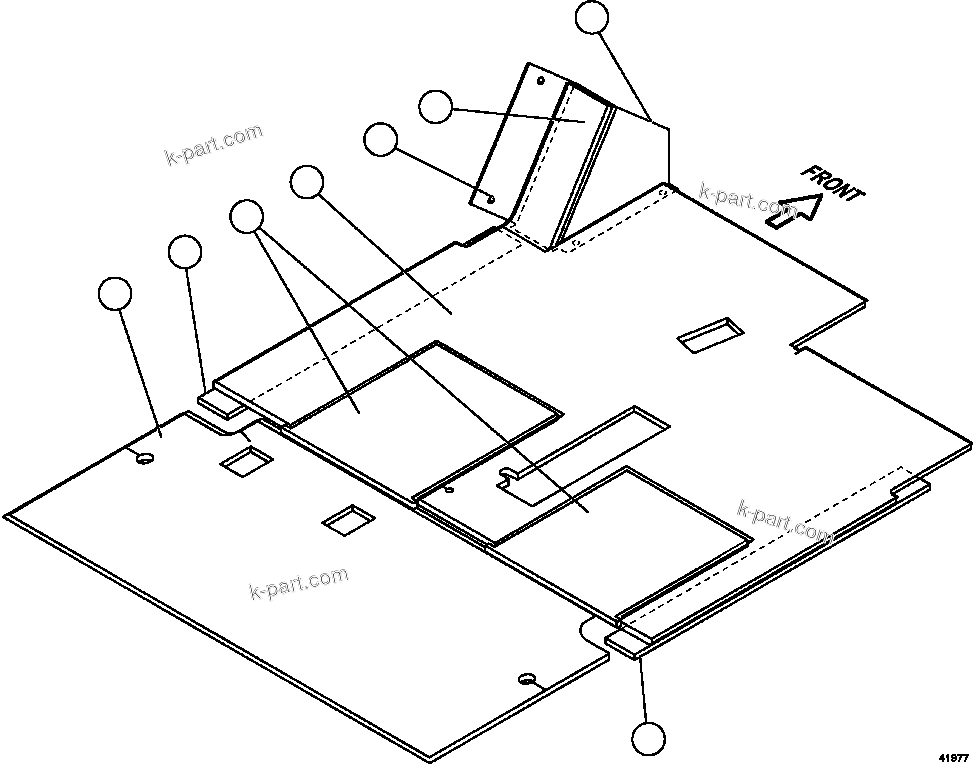 Komatsu parts book diagram for AFE62-AJ 930E-4SE S/N A31289, A31291, A31300, A31302, A31304, A31327, A31329, A31357, A31359, A31369, A31386, A31388, A31390, A31410, A31412 & A31414  LAS BAMBAS: FOOTREST AND FLOOR MATS