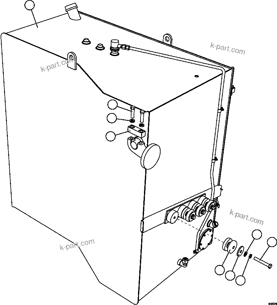 Komatsu parts book diagram for AFE62-AJ 930E-4SE S/N A31289, A31291, A31300, A31302, A31304, A31327, A31329, A31357, A31359, A31369, A31386, A31388, A31390, A31410, A31412 & A31414  LAS BAMBAS: FUEL TANK INSTALLATION