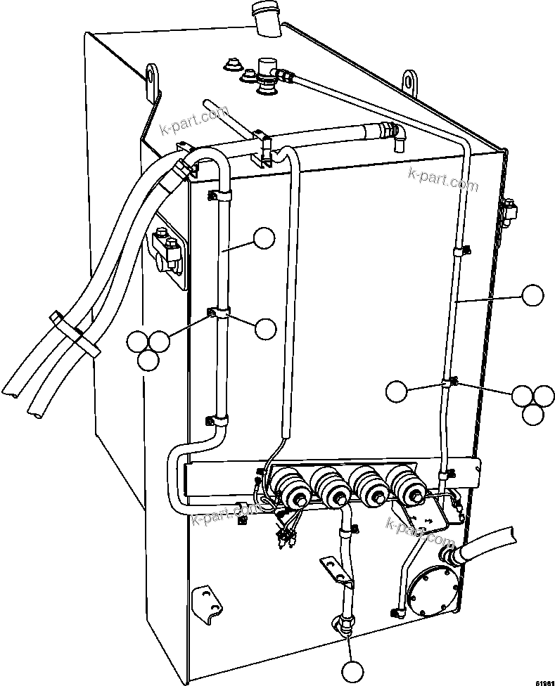 Komatsu parts book diagram for AFE62-AJ 930E-4SE S/N A31289, A31291, A31300, A31302, A31304, A31327, A31329, A31357, A31359, A31369, A31386, A31388, A31390, A31410, A31412 & A31414  LAS BAMBAS: FUEL SYSTEM PIPING     2/3