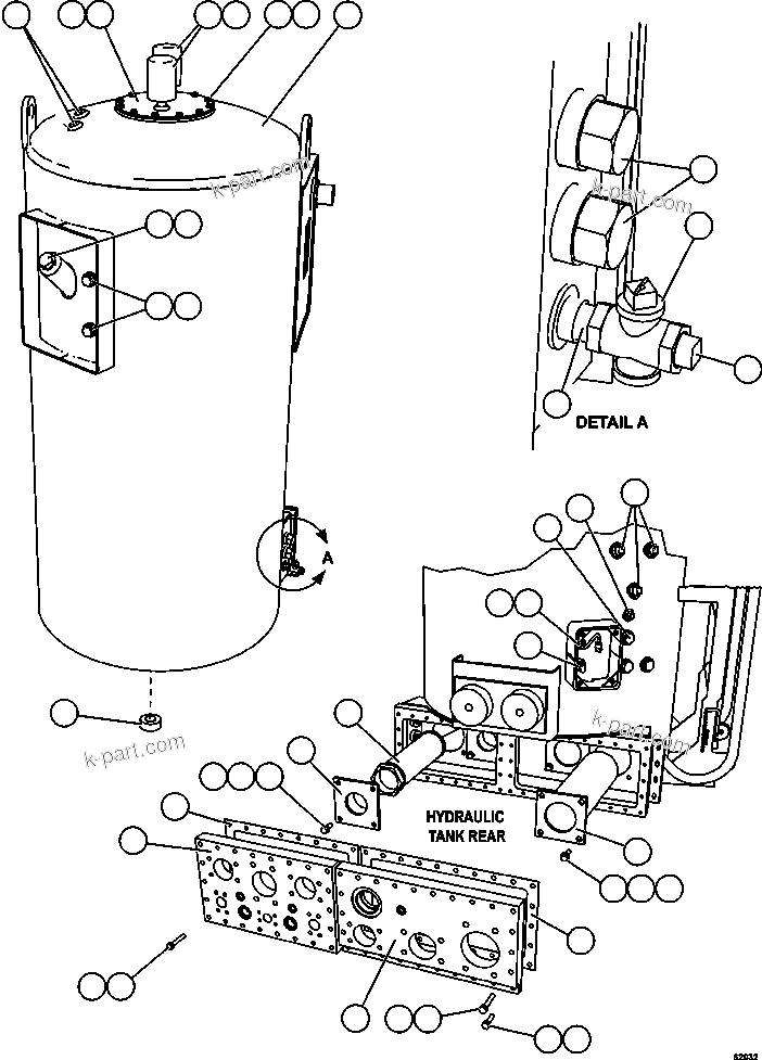 Komatsu parts book diagram for AFE62-AJ 930E-4SE S/N A31289, A31291, A31300, A31302, A31304, A31327, A31329, A31357, A31359, A31369, A31386, A31388, A31390, A31410, A31412 & A31414  LAS BAMBAS: HYDRAULIC TANK ASSEMBLY