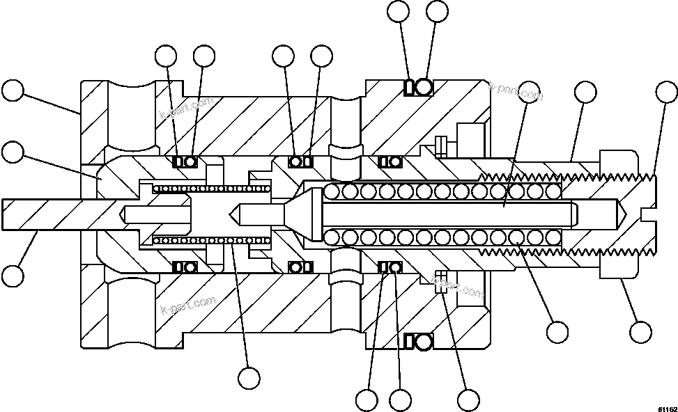 Komatsu parts book diagram for AFE62-AJ 930E-4SE S/N A31289, A31291, A31300, A31302, A31304, A31327, A31329, A31357, A31359, A31369, A31386, A31388, A31390, A31410, A31412 & A31414  LAS BAMBAS: RELIEF VALVE ASSEMBLY              VE3567