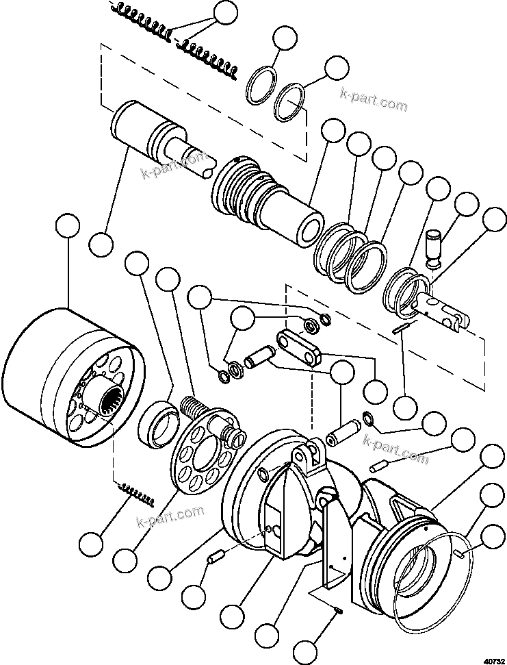 Komatsu parts book diagram for AFE62-AJ 930E-4SE S/N A31289, A31291, A31300, A31302, A31304, A31327, A31329, A31357, A31359, A31369, A31386, A31388, A31390, A31410, A31412 & A31414  LAS BAMBAS: STEERING PUMP ROTATING GROUP   58C-60-00080