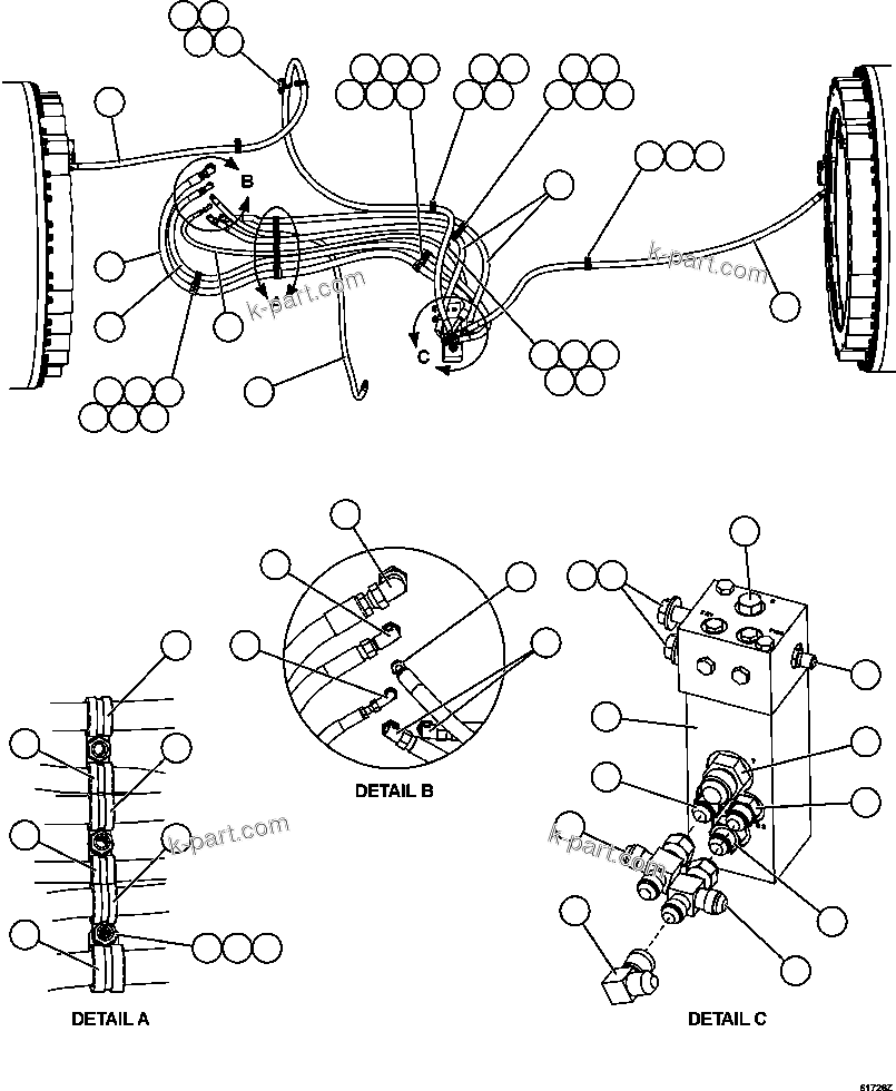 Komatsu parts book diagram for AFE62-AJ 930E-4SE S/N A31289, A31291, A31300, A31302, A31304, A31327, A31329, A31357, A31359, A31369, A31386, A31388, A31390, A31410, A31412 & A31414  LAS BAMBAS: BRAKE APPLY PIPING   4/4