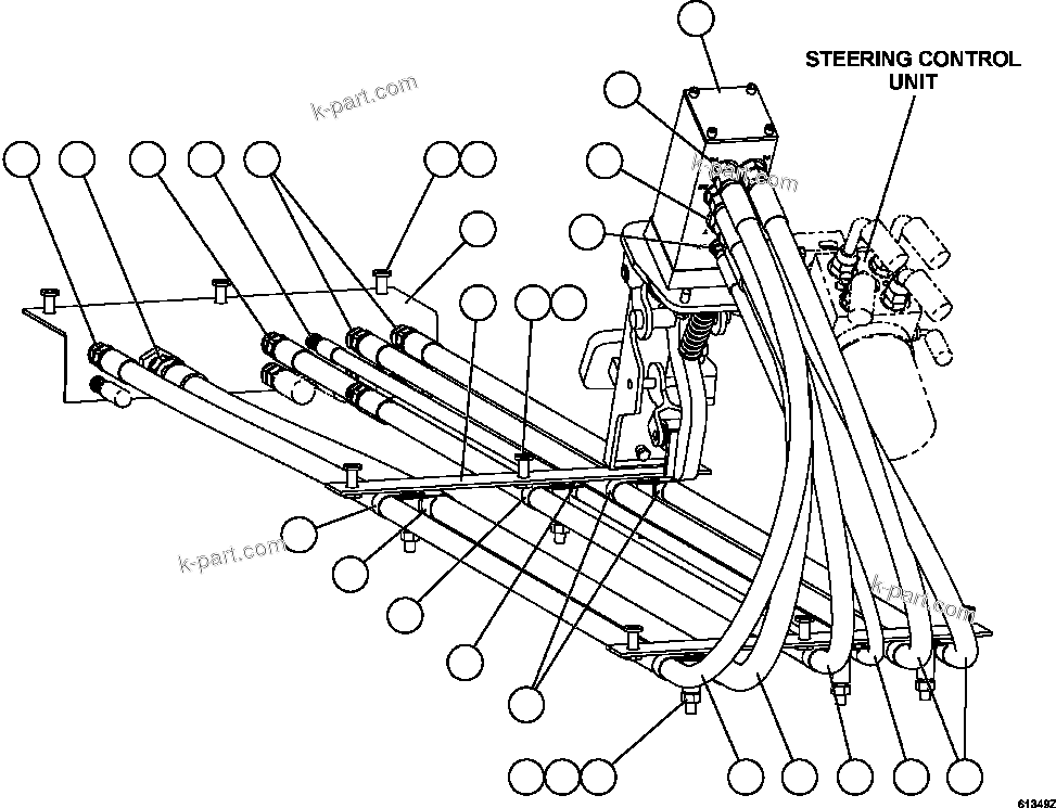Komatsu parts book diagram for AFE62-AJ 930E-4SE S/N A31289, A31291, A31300, A31302, A31304, A31327, A31329, A31357, A31359, A31369, A31386, A31388, A31390, A31410, A31412 & A31414  LAS BAMBAS: BRAKE VALVE PIPING