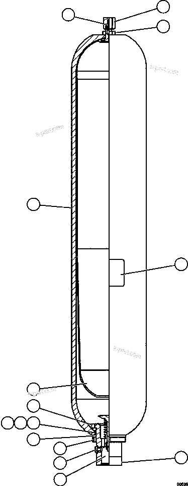 Komatsu parts book diagram for AFE62-AJ 930E-4SE S/N A31289, A31291, A31300, A31302, A31304, A31327, A31329, A31357, A31359, A31369, A31386, A31388, A31390, A31410, A31412 & A31414  LAS BAMBAS: ACCUMULATOR ASSEMBLY - 10 GAL.     PC1116