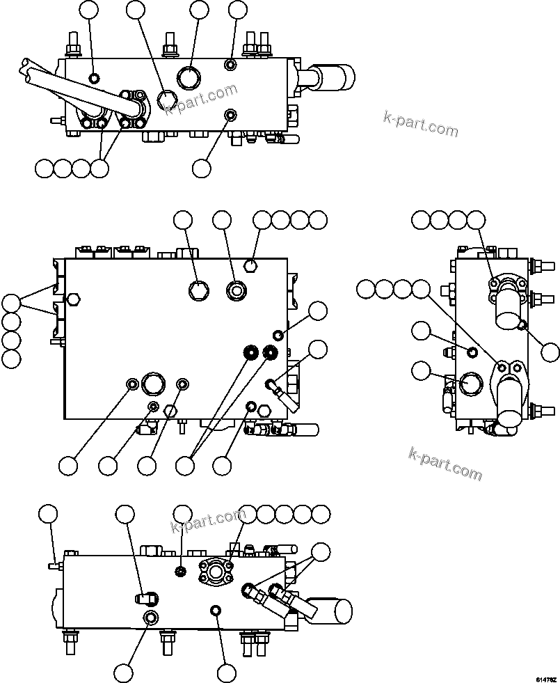 Komatsu parts book diagram for AFE62-AJ 930E-4SE S/N A31289, A31291, A31300, A31302, A31304, A31327, A31329, A31357, A31359, A31369, A31386, A31388, A31390, A31410, A31412 & A31414  LAS BAMBAS: BLEED DOWN MANIFOLD PIPING & INSTALLATION