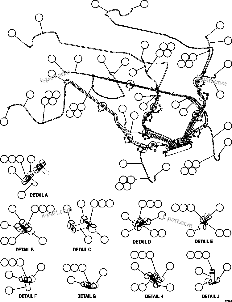 Komatsu parts book diagram for AFE62-AJ 930E-4SE S/N A31289, A31291, A31300, A31302, A31304, A31327, A31329, A31357, A31359, A31369, A31386, A31388, A31390, A31410, A31412 & A31414  LAS BAMBAS: AUTOMATIC LUBRICATION SYSTEM - REAR AXLE 2/2