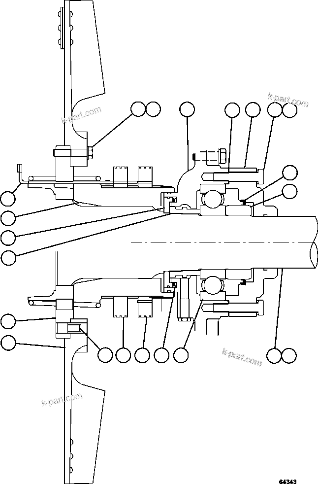 Komatsu parts book diagram for AFE62-AJ 930E-4SE S/N A31289, A31291, A31300, A31302, A31304, A31327, A31329, A31357, A31359, A31369, A31386, A31388, A31390, A31410, A31412 & A31414  LAS BAMBAS: FAN SHAFT & BEARING