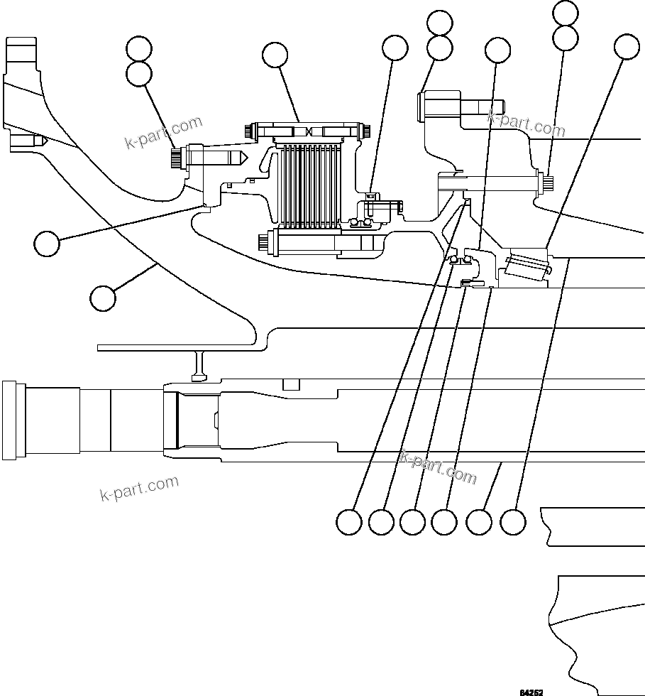 Komatsu parts book diagram for AFE62-AJ 930E-4SE S/N A31289, A31291, A31300, A31302, A31304, A31327, A31329, A31357, A31359, A31369, A31386, A31388, A31390, A31410, A31412 & A31414  LAS BAMBAS: TRANSMISSION, MOTORIZED WHEEL 1/2   58F-30-00011