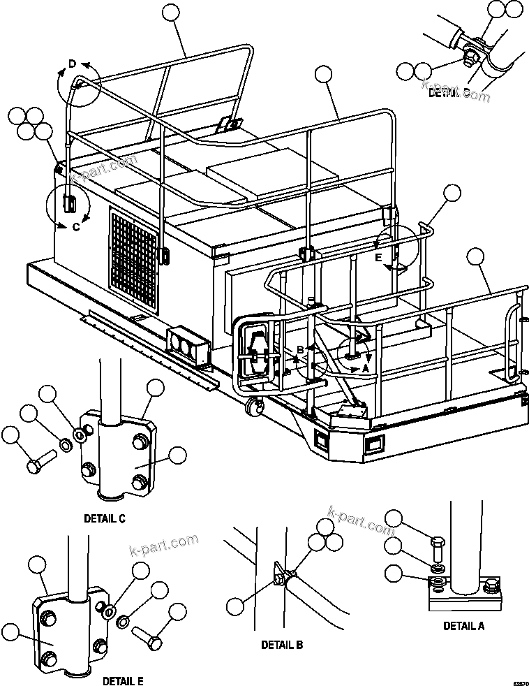 Komatsu parts book diagram for AFE62-BB 930E-4SE S/N A31791 - A31792 & A31813 - A31814  LAS BAMBAS: RH DECK HANDRAILS