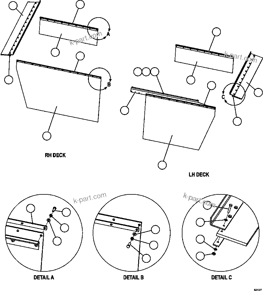 Komatsu parts book diagram for AFE62-BB 930E-4SE S/N A31791 - A31792 & A31813 - A31814  LAS BAMBAS: DECK MUD FLAPS INSTALLATION