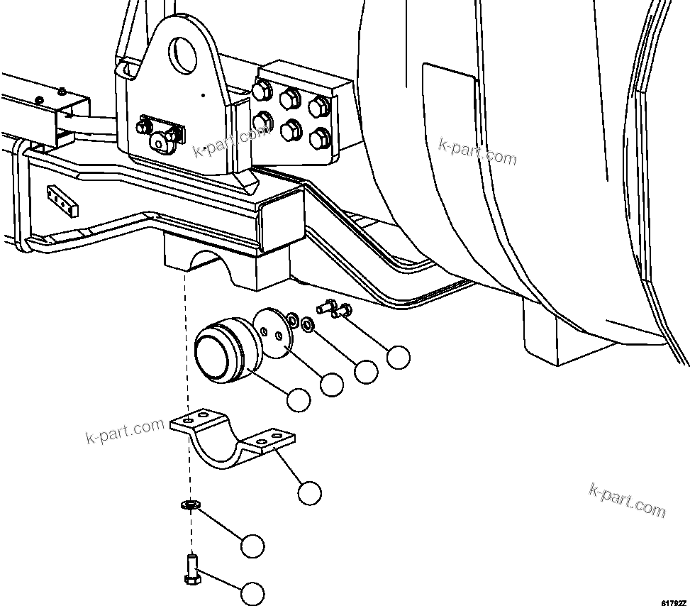 Komatsu parts book diagram for AFE62-BB 930E-4SE S/N A31791 - A31792 & A31813 - A31814  LAS BAMBAS: SUB-FRAME CRADLE INSTALLATION