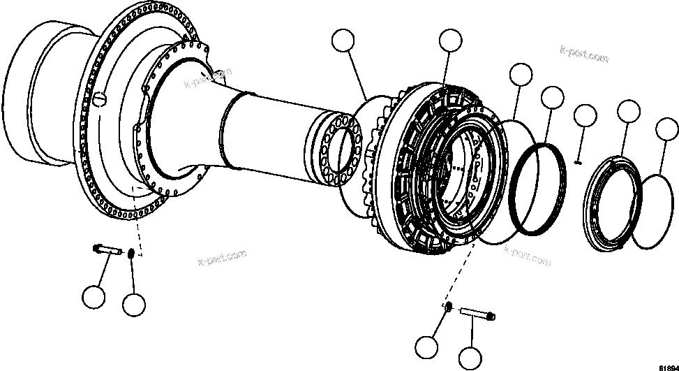 Komatsu parts book diagram for AFE62-BB 930E-4SE S/N A31791 - A31792 & A31813 - A31814  LAS BAMBAS: REAR BRAKE MOUNTING