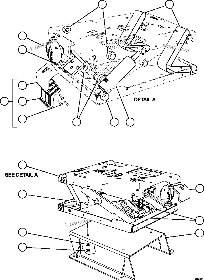 Komatsu parts book diagram for AFE62-BB 930E-4SE S/N A31791 - A31792 & A31813 - A31814  LAS BAMBAS: PASSENGER SEAT ASSEMBLY 2/2      58F-54-01600