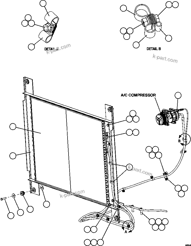 Komatsu parts book diagram for AFE62-BB 930E-4SE S/N A31791 - A31792 & A31813 - A31814  LAS BAMBAS: AIR CONDITIONING - CONDENSER INSTALLATION
