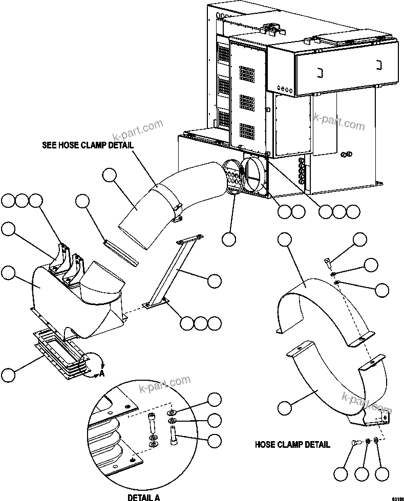 Komatsu parts book diagram for AFE62-BB 930E-4SE S/N A31791 - A31792 & A31813 - A31814  LAS BAMBAS: CONTROL CABINET BLOWER HOSE INSTALLATION