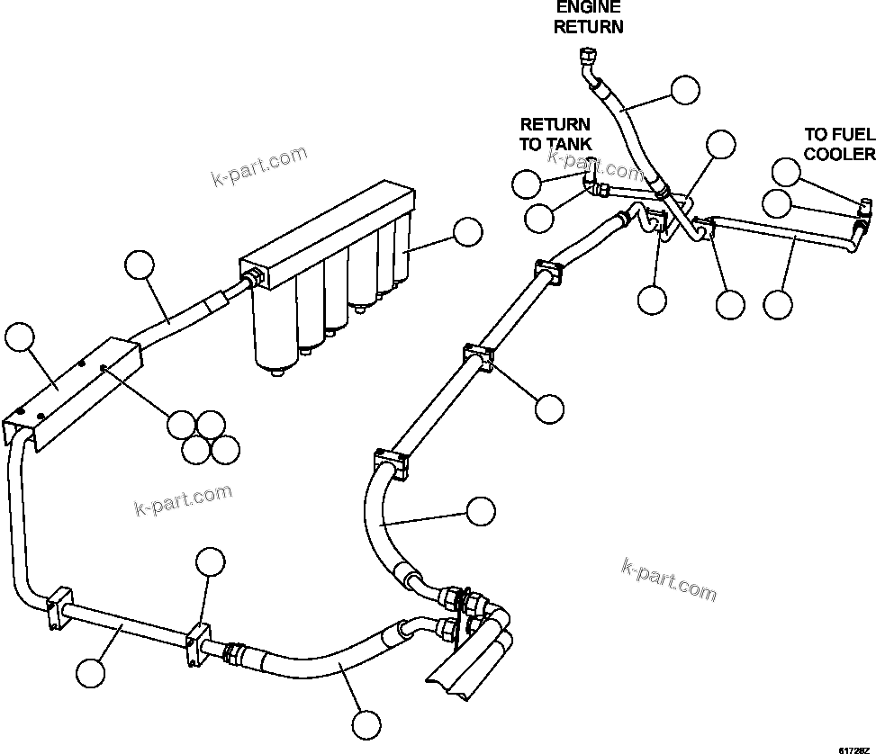Komatsu parts book diagram for AFE62-BB 930E-4SE S/N A31791 - A31792 & A31813 - A31814  LAS BAMBAS: FUEL SYSTEM PIPING     3/3