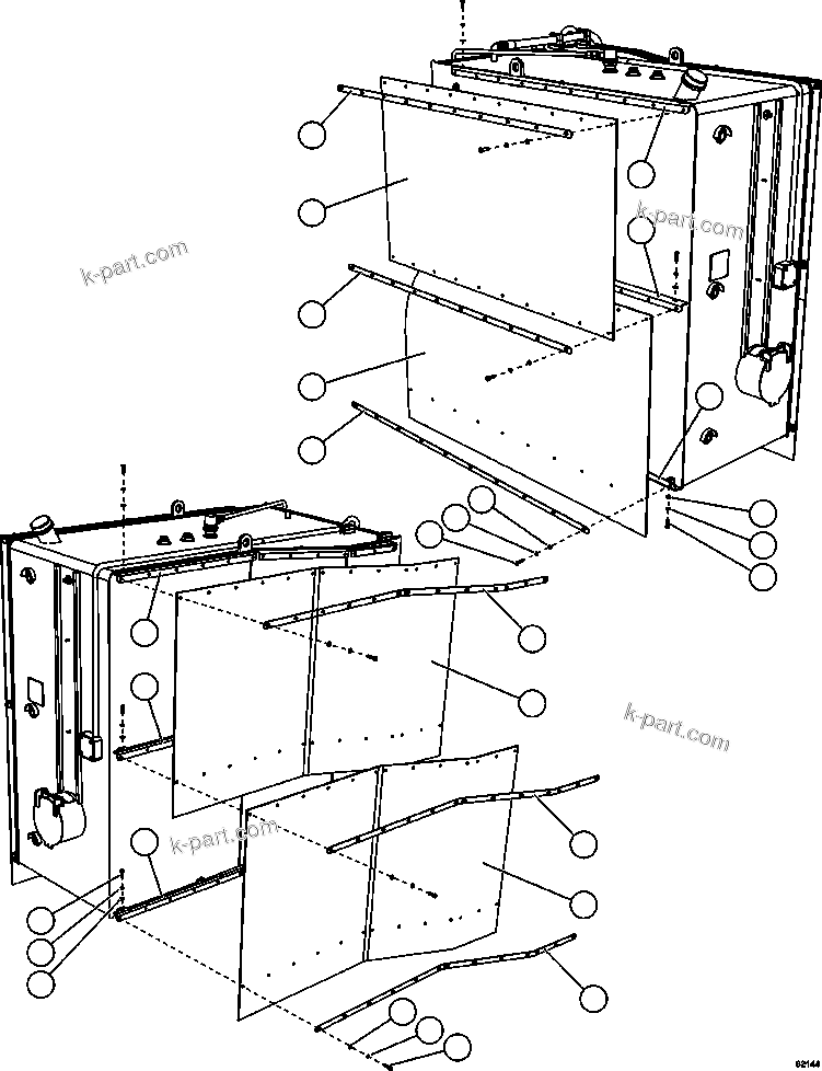 Komatsu parts book diagram for AFE62-BB 930E-4SE S/N A31791 - A31792 & A31813 - A31814  LAS BAMBAS: FUEL TANK MUD FLAPS     2/2